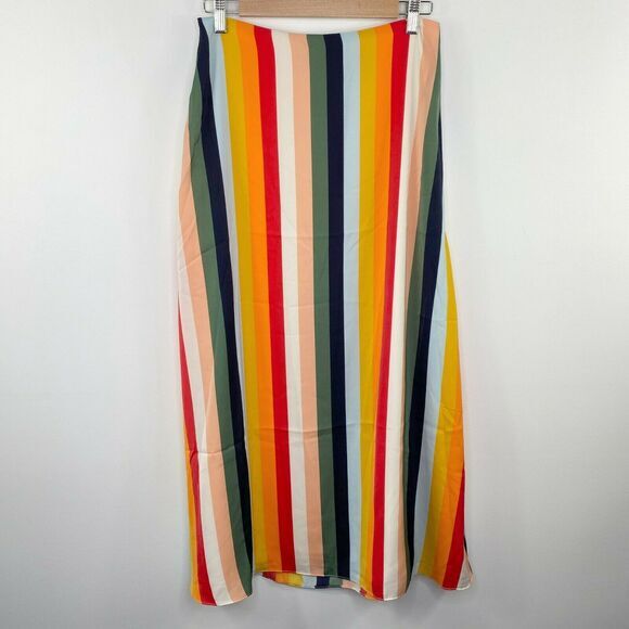 Cupcakes and Cashmere Pippa Multi Stripe A-Line Midi Skirt Women's Size 6 - Picture 1 of 10